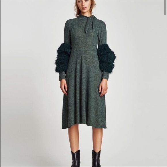 Zara Dresses & Skirts - Zara knit | Midi dress bow neck long sleeve size SM